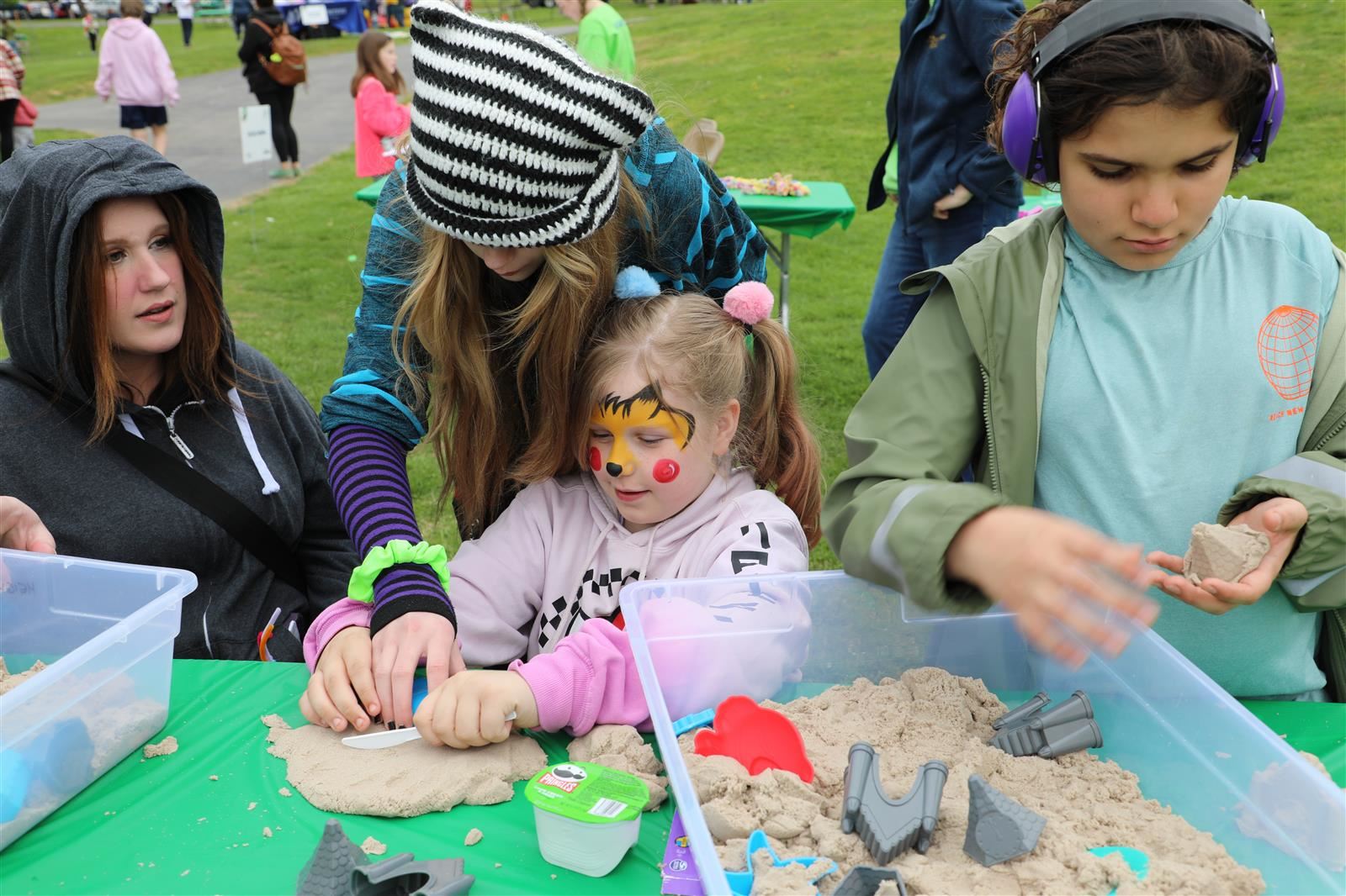 children playing with sand